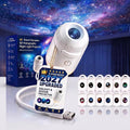 Ocean and galaxy projector night light casting nebula clouds and waves on a bedroom ceiling