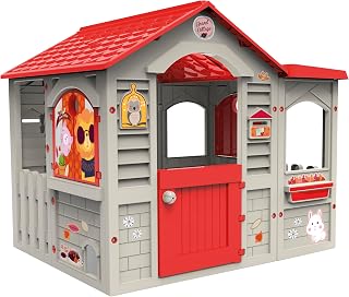 Kids Plastic Playhouse - Beige / Red