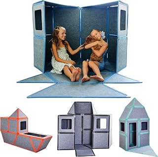 24-Piece Magnetic Fort Building Kit for Kids - Blue