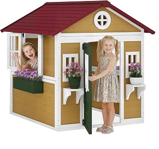 Wooden Playhouse with Windows and Door