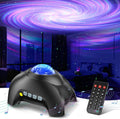 Galaxy aurora star projector night light casting nebula stars across a bedroom ceiling