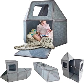 16-Piece Magnetic Fort Building Kit for Kids - Charcoal