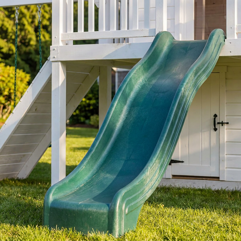 Kids Cottage Playhouse with Swings and Slide