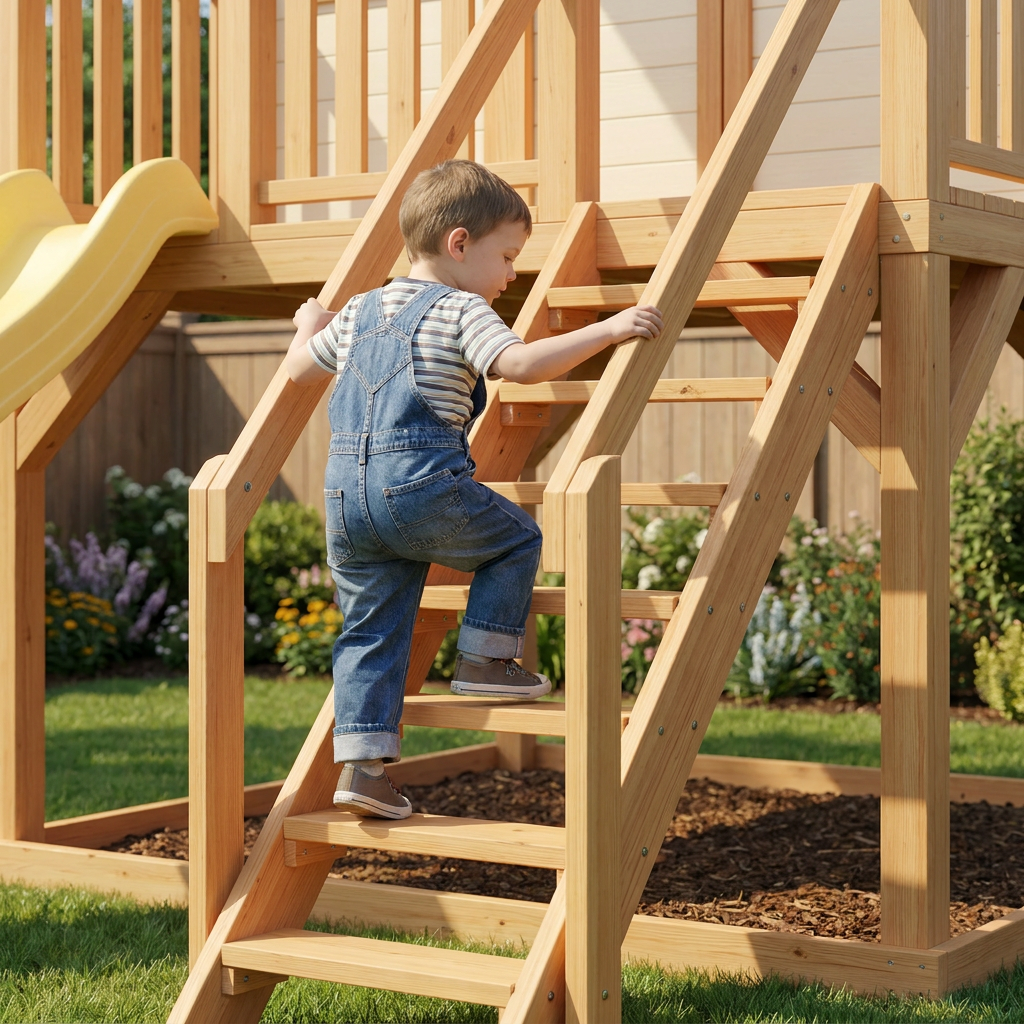 Kids Cottage Playhouse with Yellow Slide