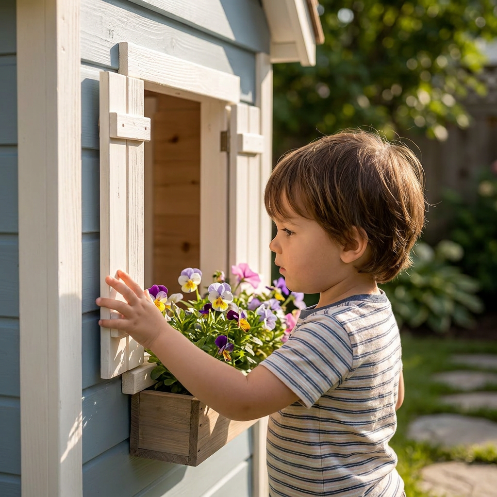 Blue Cottage Garden Playhouse with Front Porch