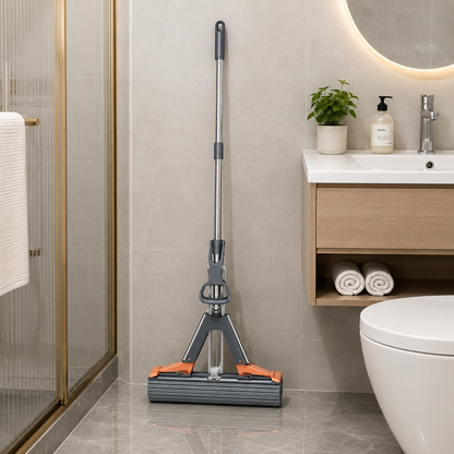 CLEANFLOW - High-Absorbency Sponge Mop with Easy Squeeze System