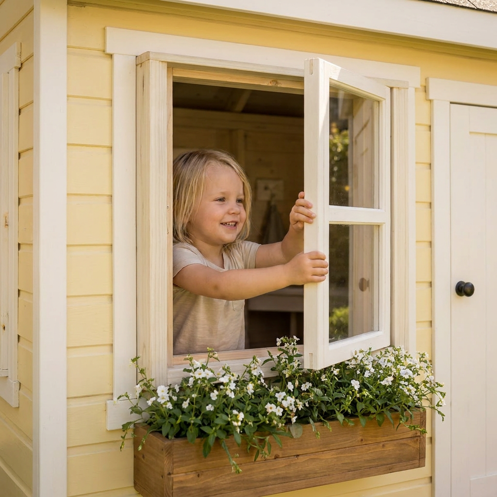 Garden Nook Playhouse with Window Flower Box