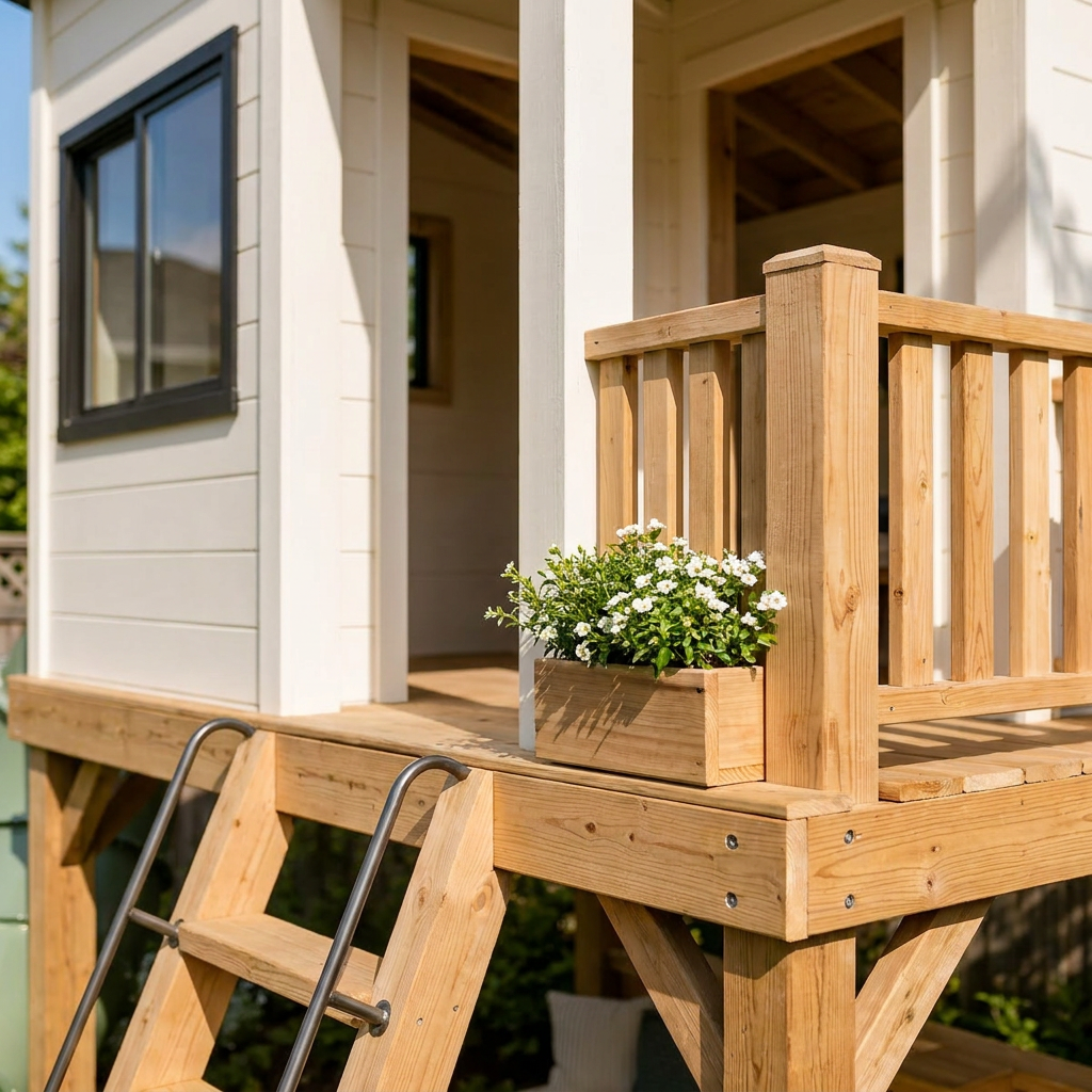 Modern Treehouse Playset with Tube Slide