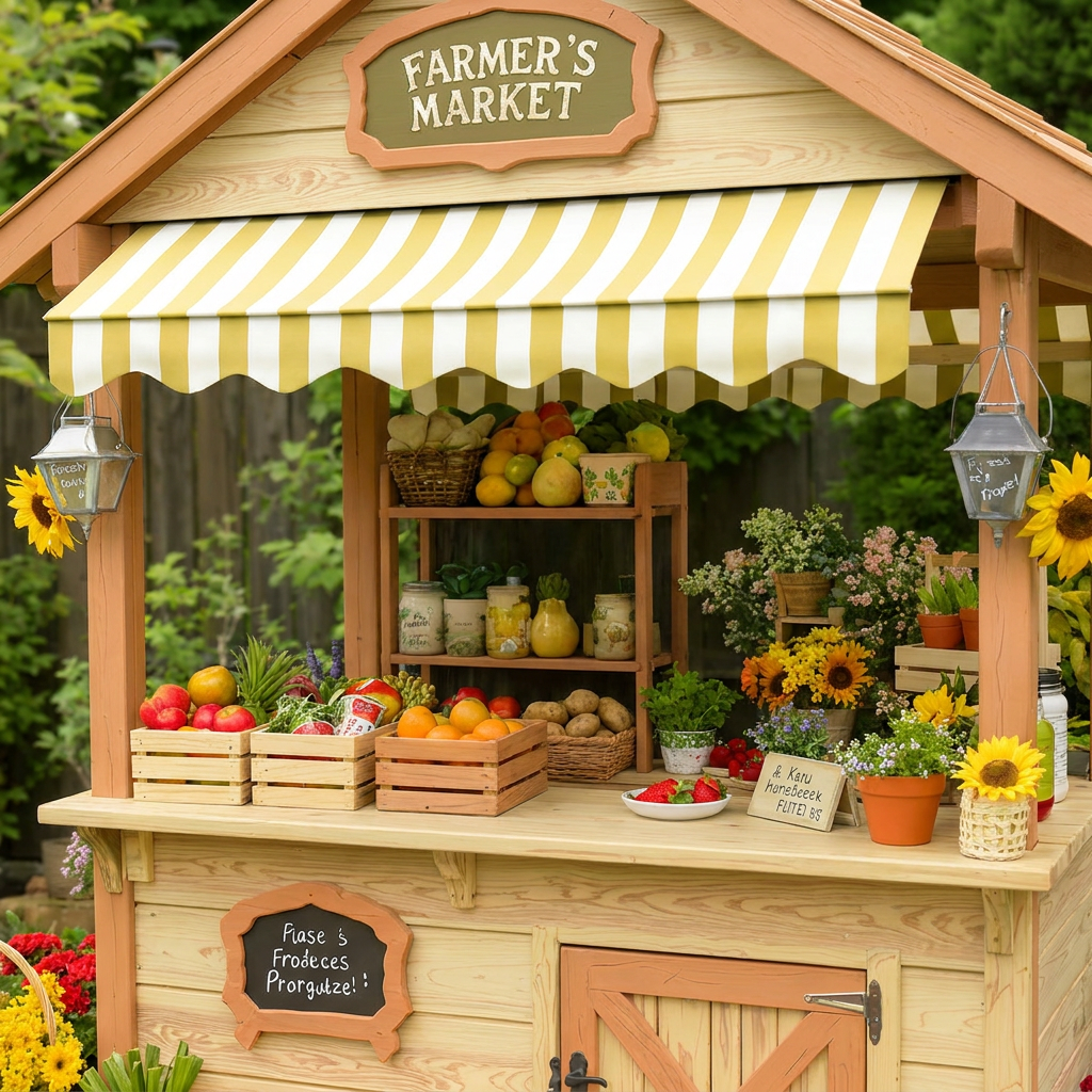 Farmers Market Playhouse with Produce Counter