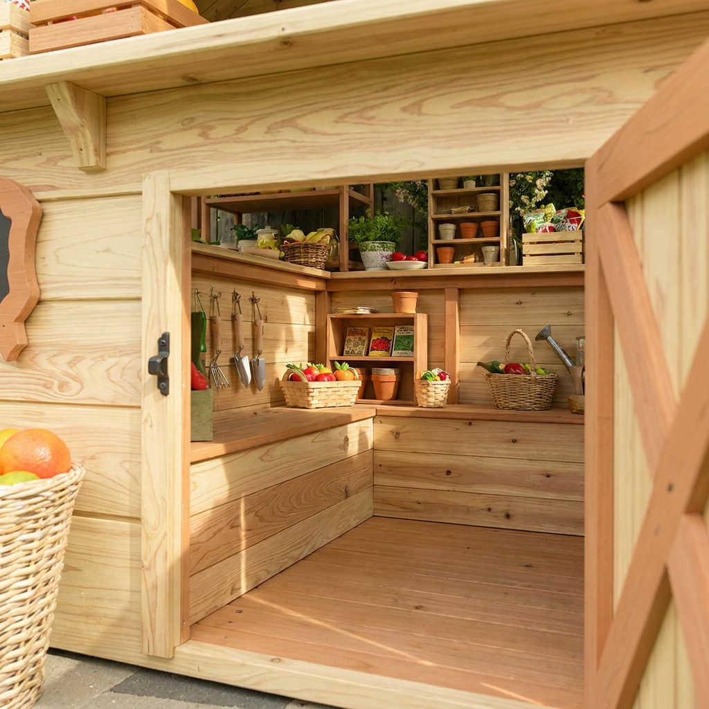 Farmers Market Playhouse with Produce Counter