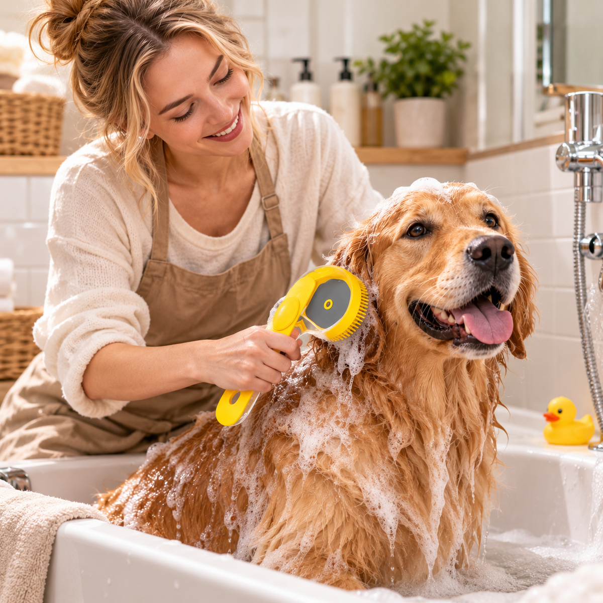 SUDSNOVA – 2-in-1 Shampoo Dispensing Brush for Pet Care