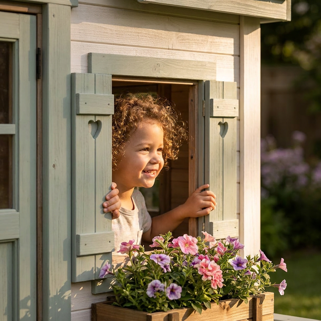 Sage Cottage Garden Playhouse with Heart Details