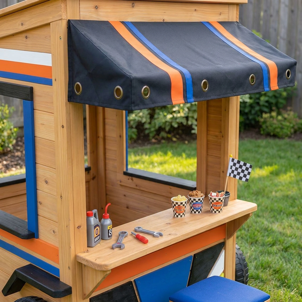 Garage and Snack Truck Garden Playhouse for Kids