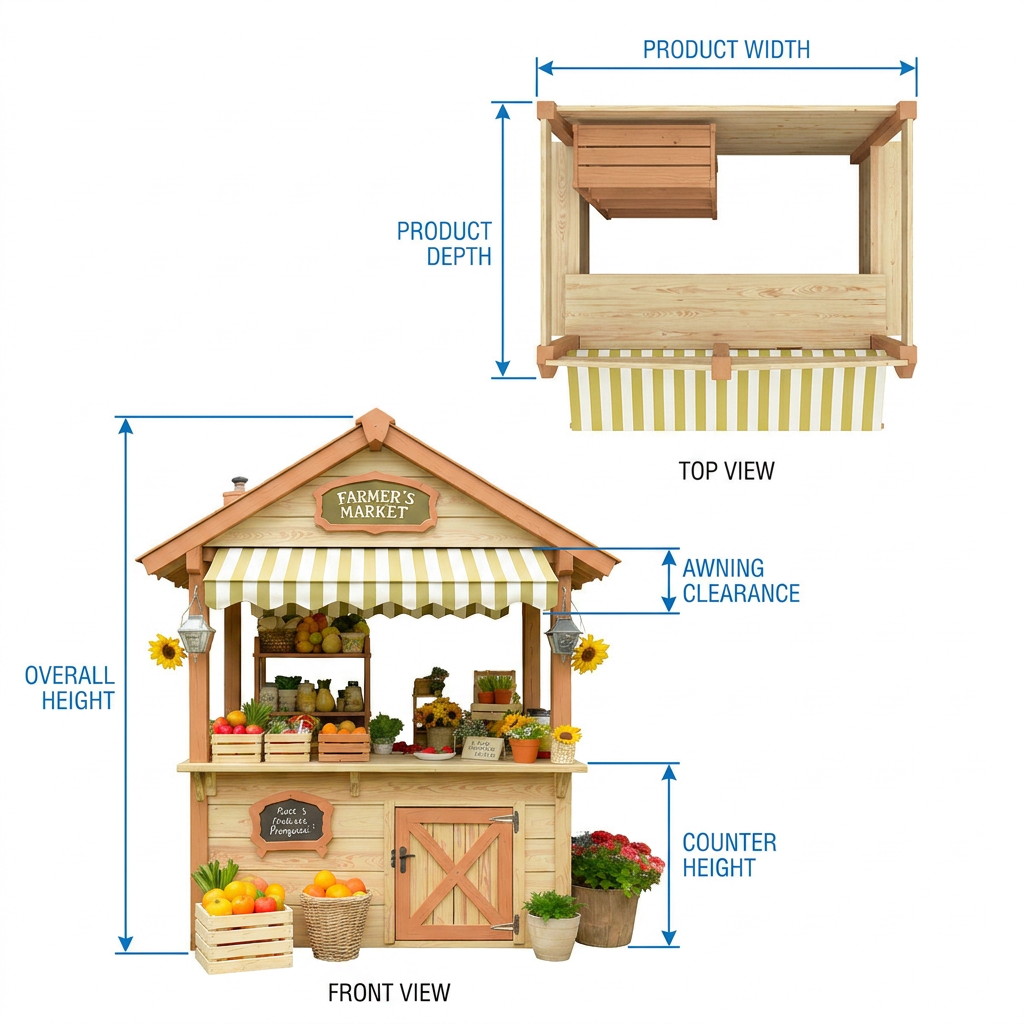 Farmers Market Playhouse with Produce Counter