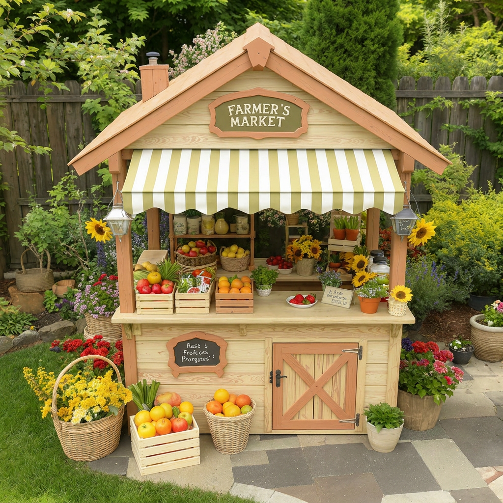Farmers Market Playhouse with Produce Counter