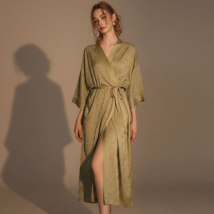 Moonlit Dream - Elegant Satin Nightwear Long Outer Robe for Women