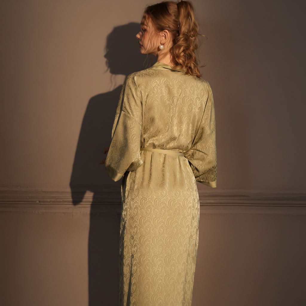 Moonlit Dream - Elegant Satin Nightwear Long Outer Robe for Women