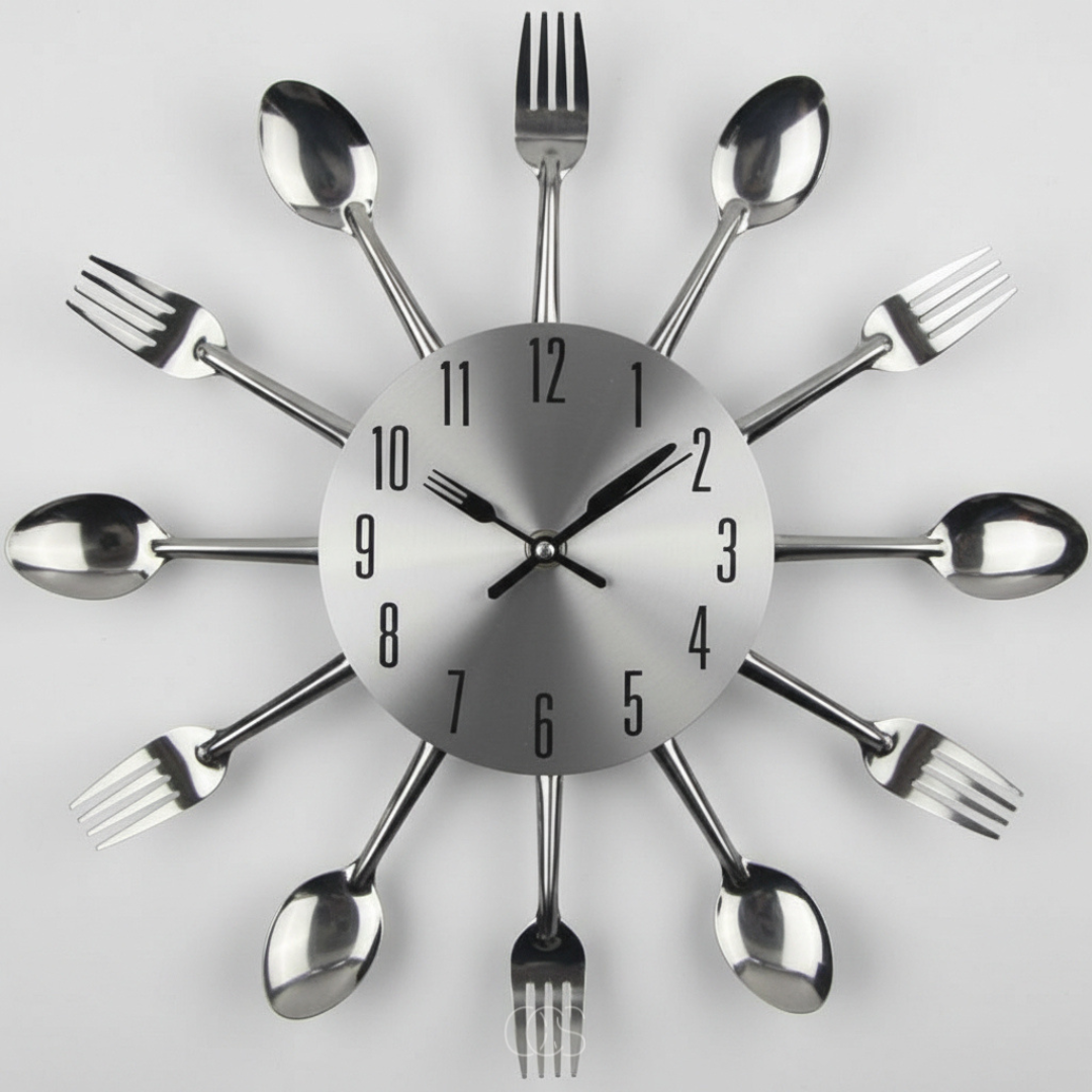DINETICK – Silent Cutlery Wall Clock for Stylish Kitchen Decor