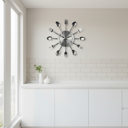 DINETICK – Silent Cutlery Wall Clock for Stylish Kitchen Decor