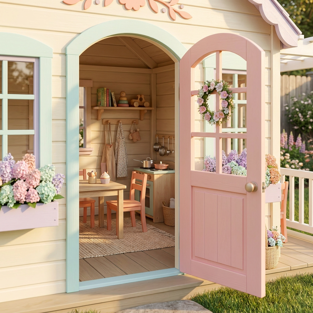Floral Cottage Garden Playhouse with Porch