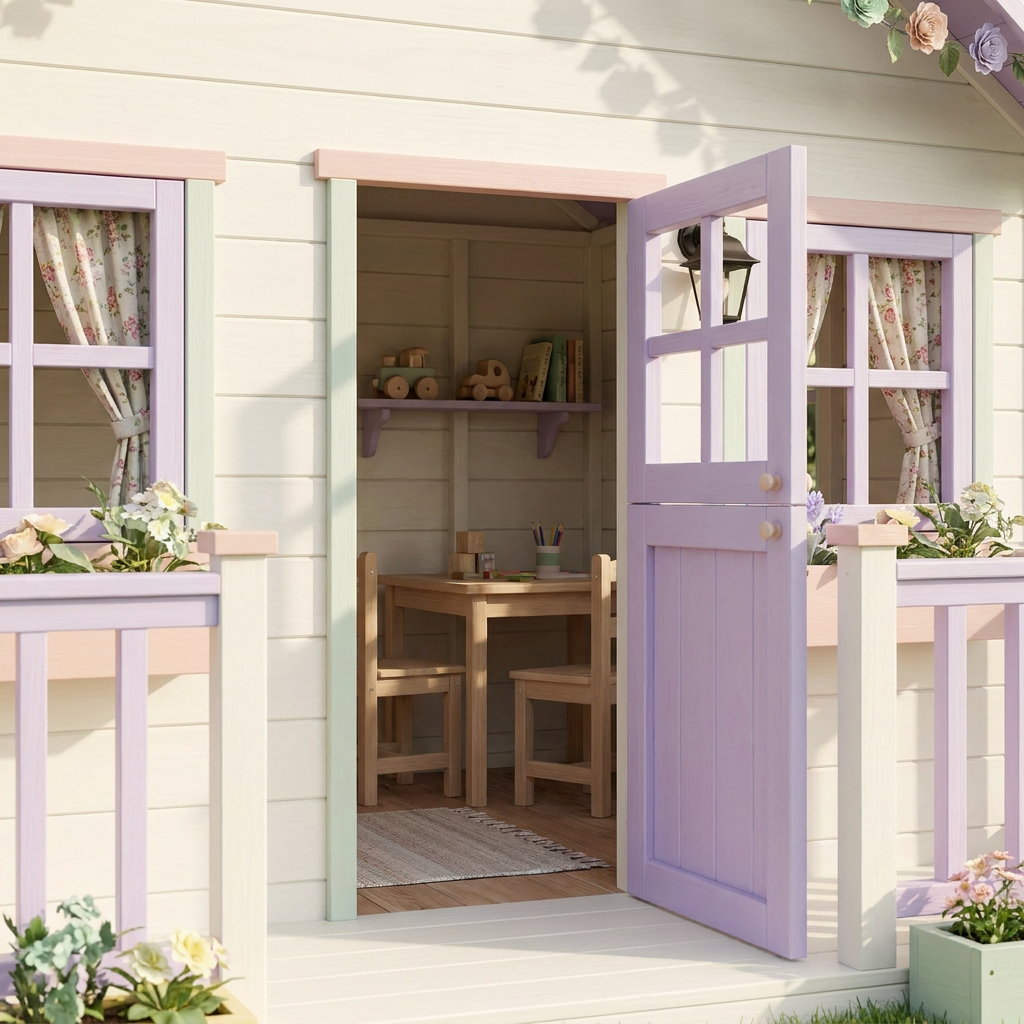 Lavender Floral Garden Playhouse with Front Porch
