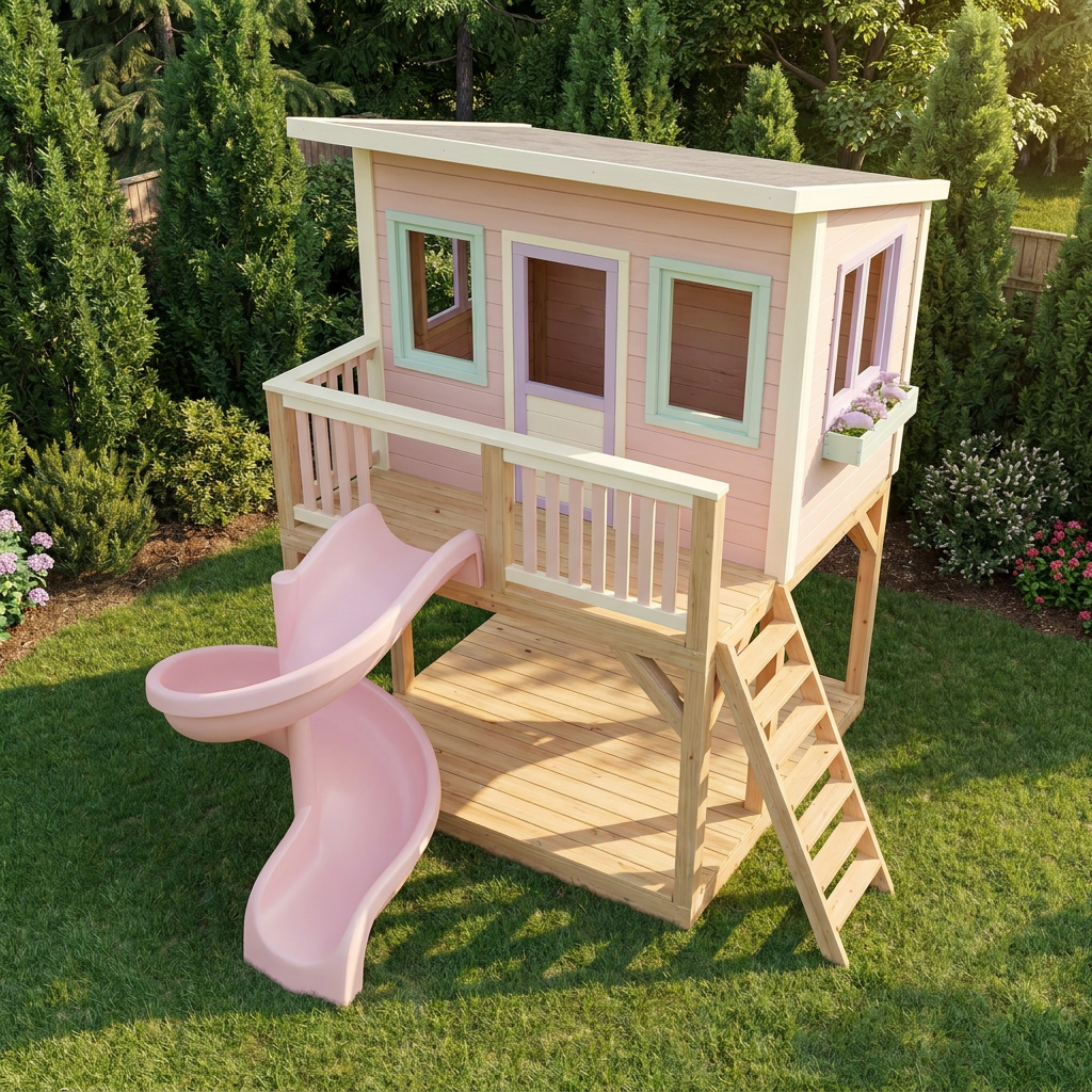 Garden Hideaway Playhouse with Spiral Slide