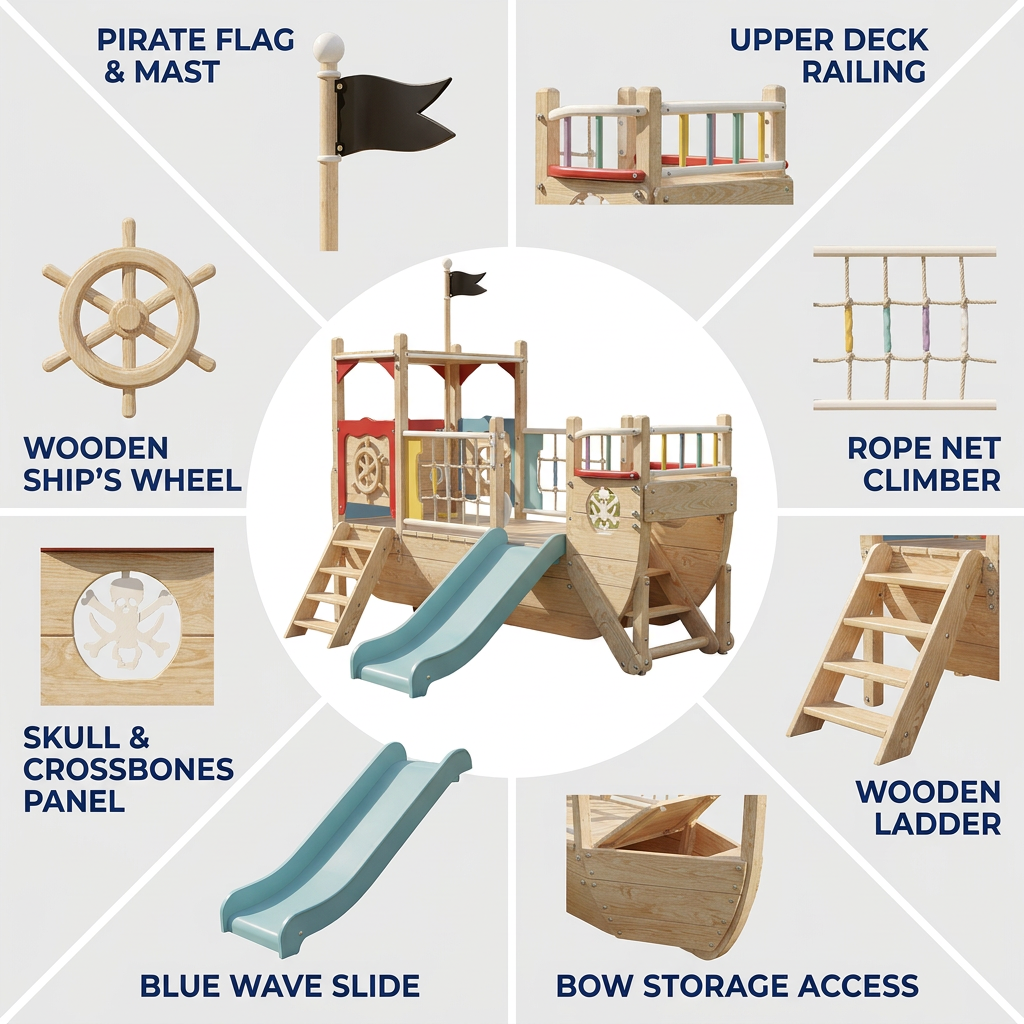 Little Pirate Ship Playset with Blue Slide