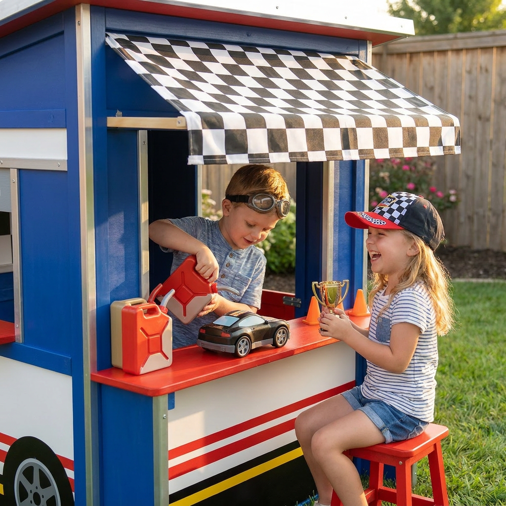 Racing Garage Garden Playhouse for Kids