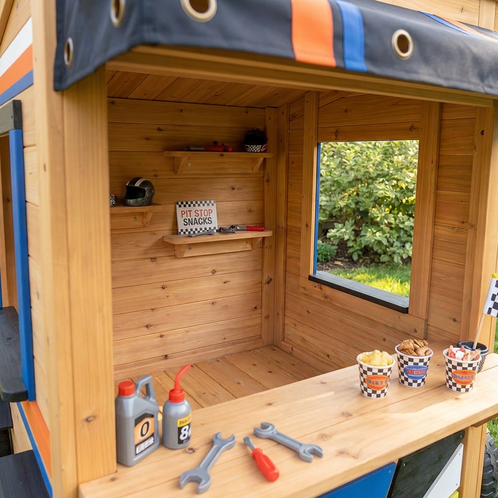 Garage and Snack Truck Garden Playhouse for Kids
