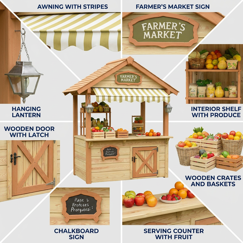 Farmers Market Playhouse with Produce Counter