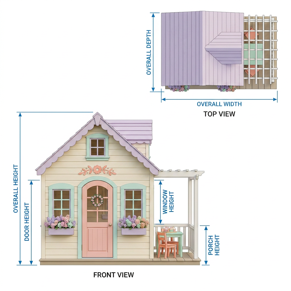 Floral Cottage Garden Playhouse with Porch