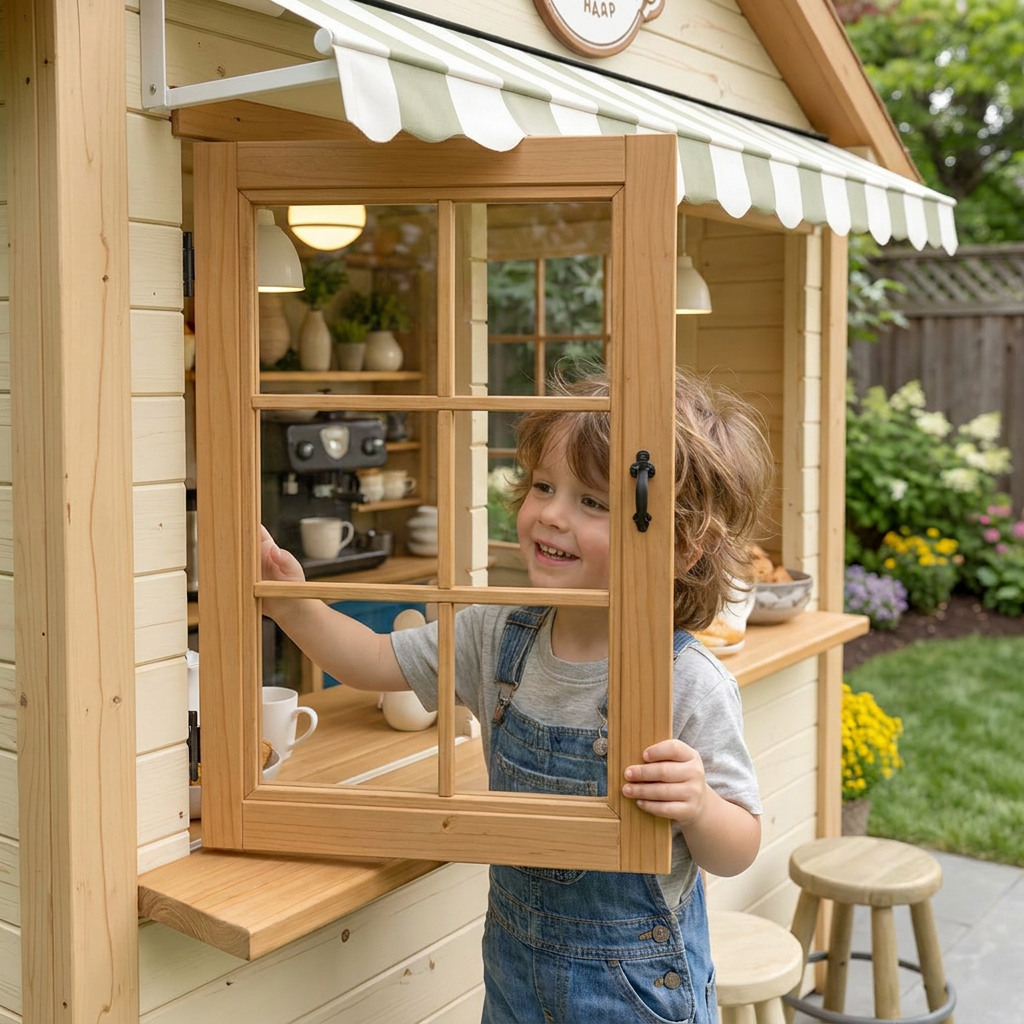 Coffee Shop Garden Playhouse with Serving Counter