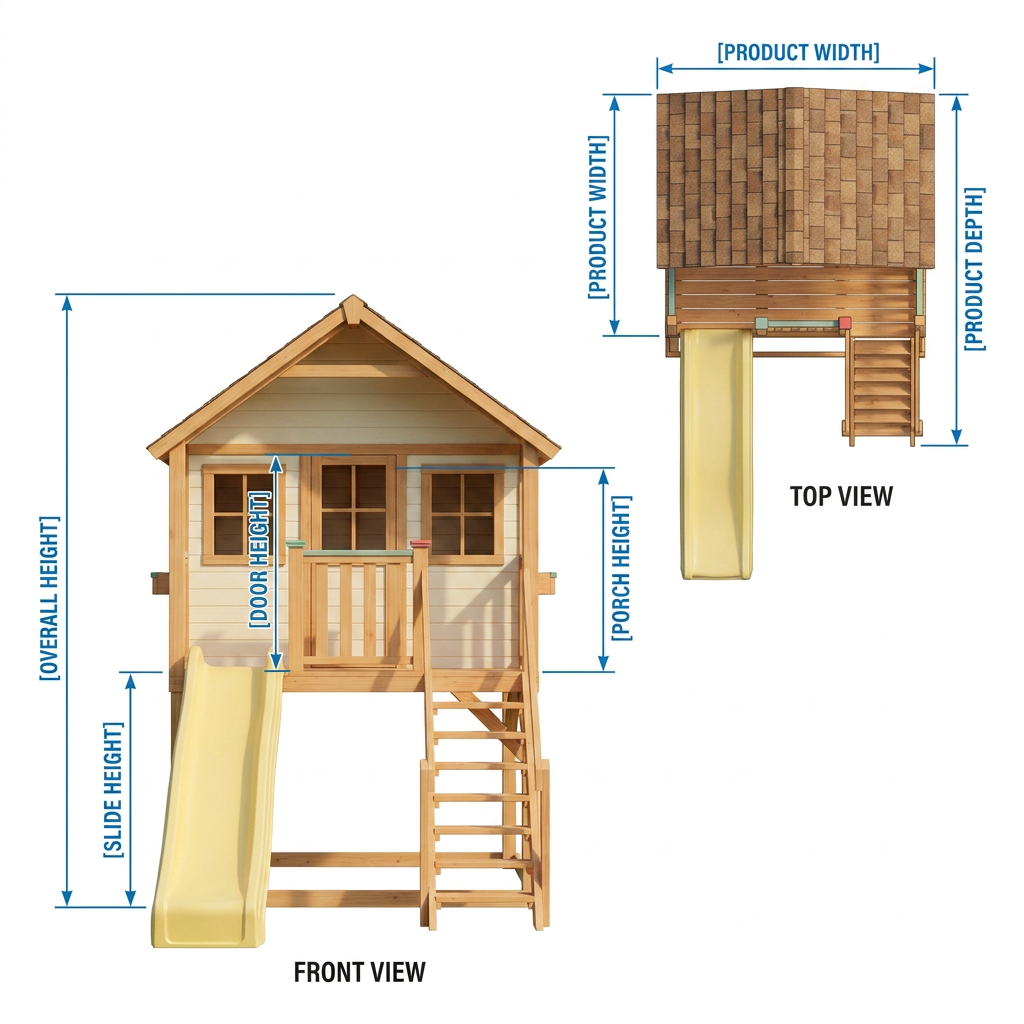 Kids Cottage Playhouse with Yellow Slide