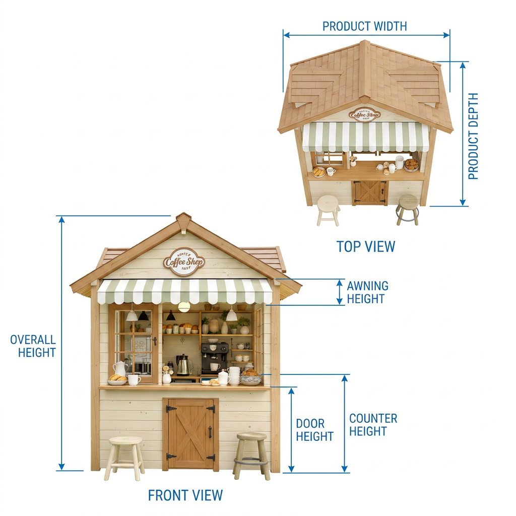Coffee Shop Garden Playhouse with Serving Counter