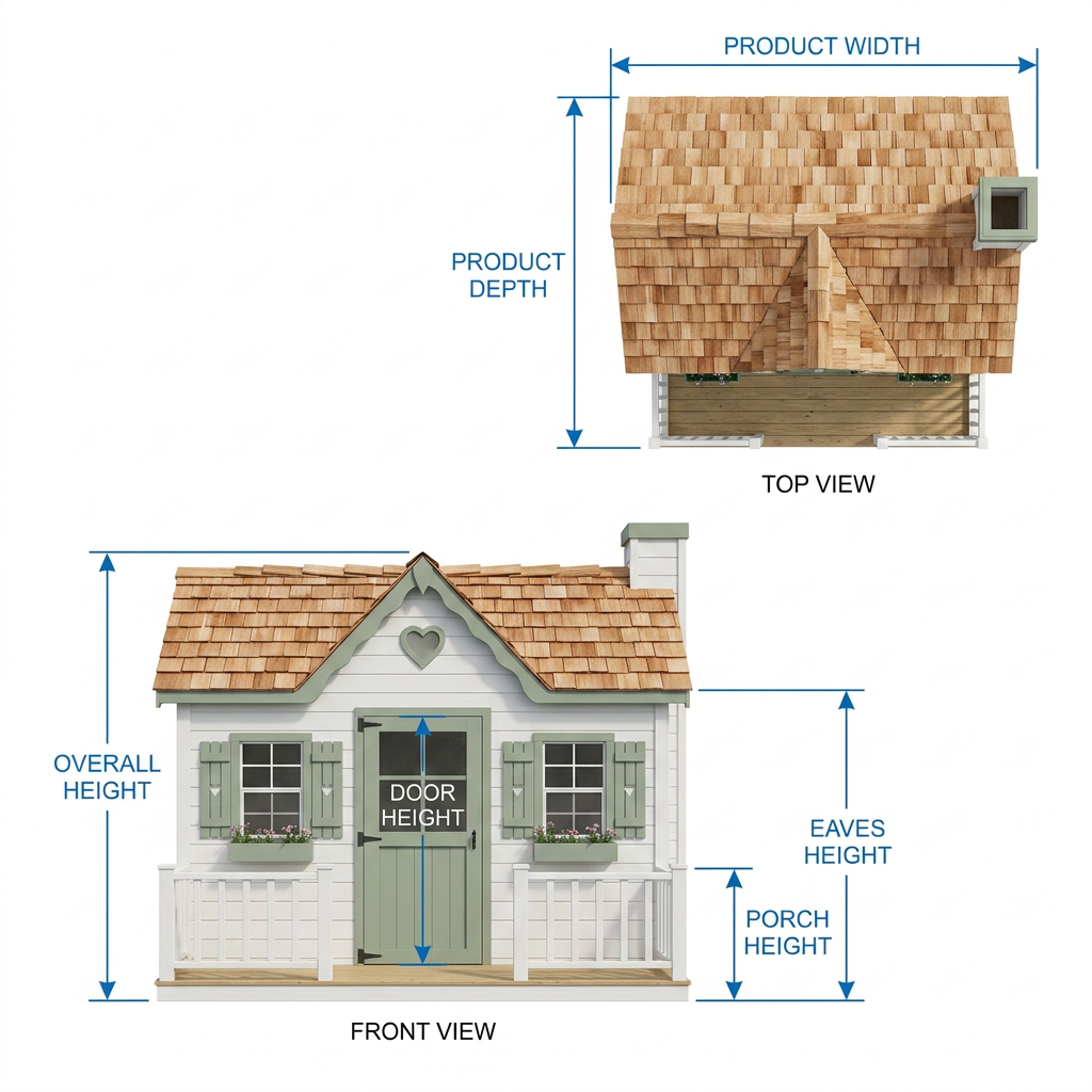 Sage Cottage Garden Playhouse with Heart Details