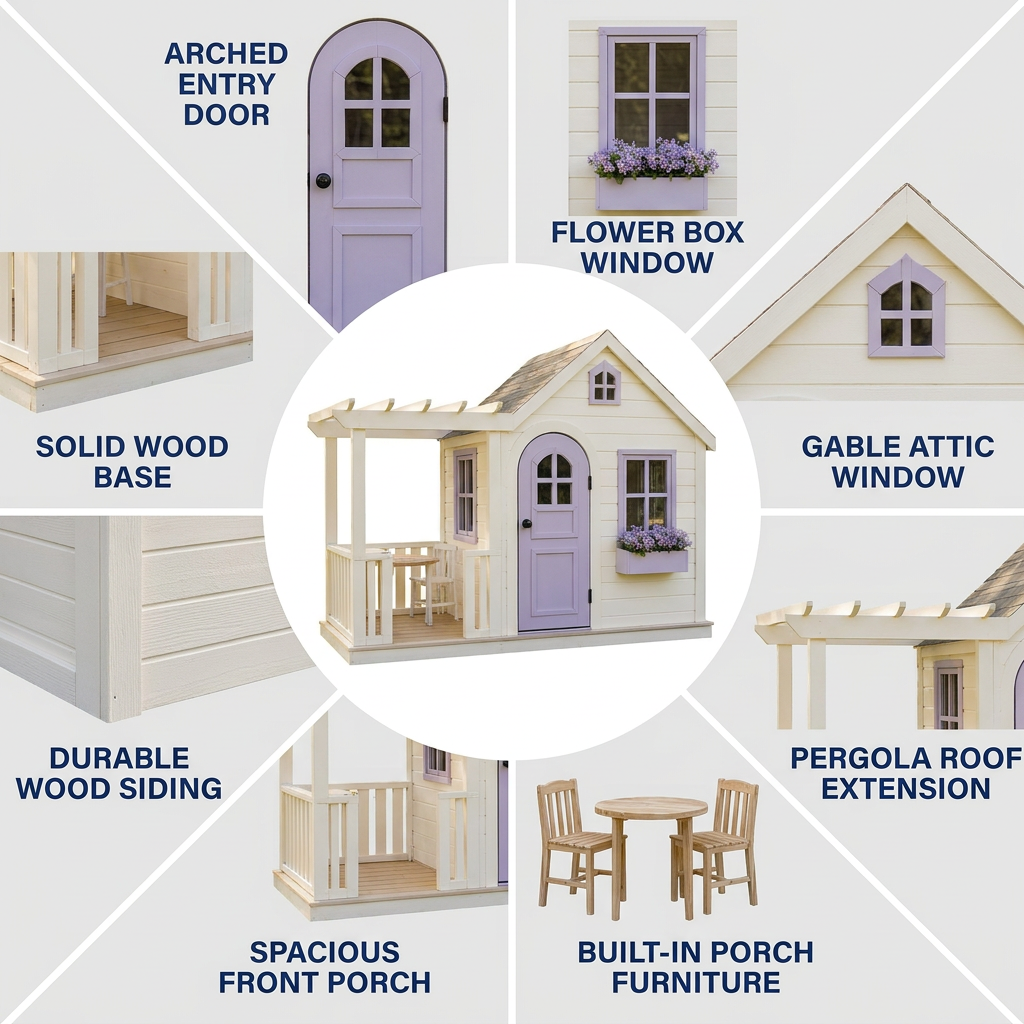 Lavender Cottage Garden Playhouse with Porch