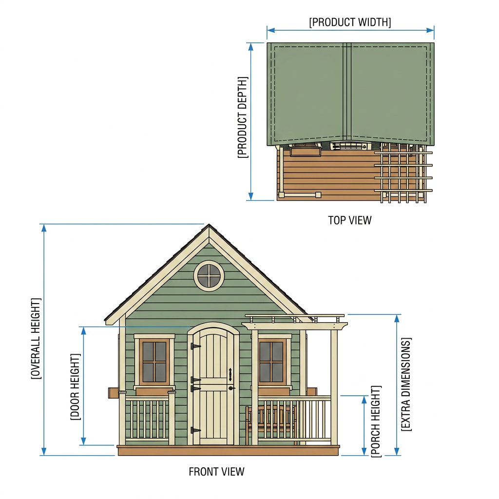 Kids Cottage Playhouse with Porch and Flower Boxes