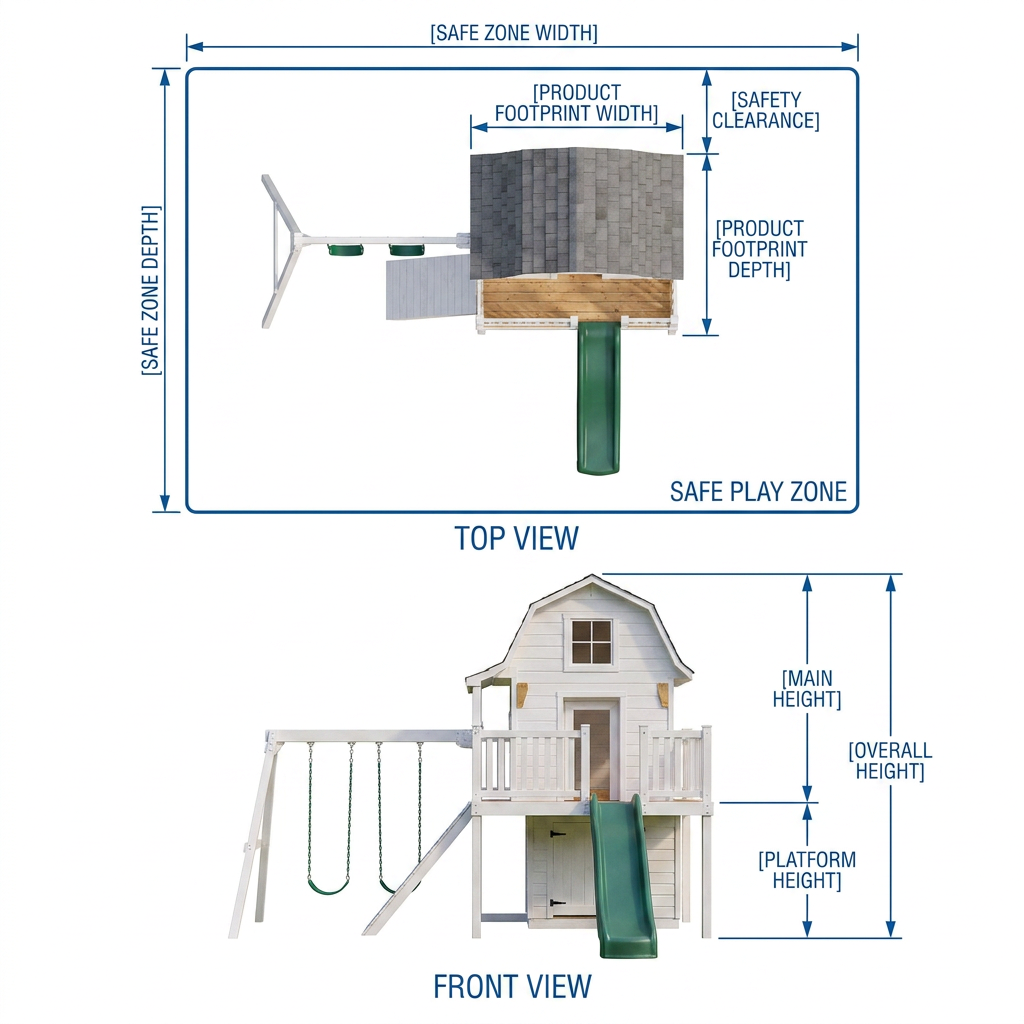 Kids Cottage Playhouse with Swings and Slide