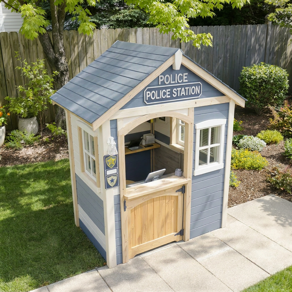 Police Station Outdoor Playhouse for Kids