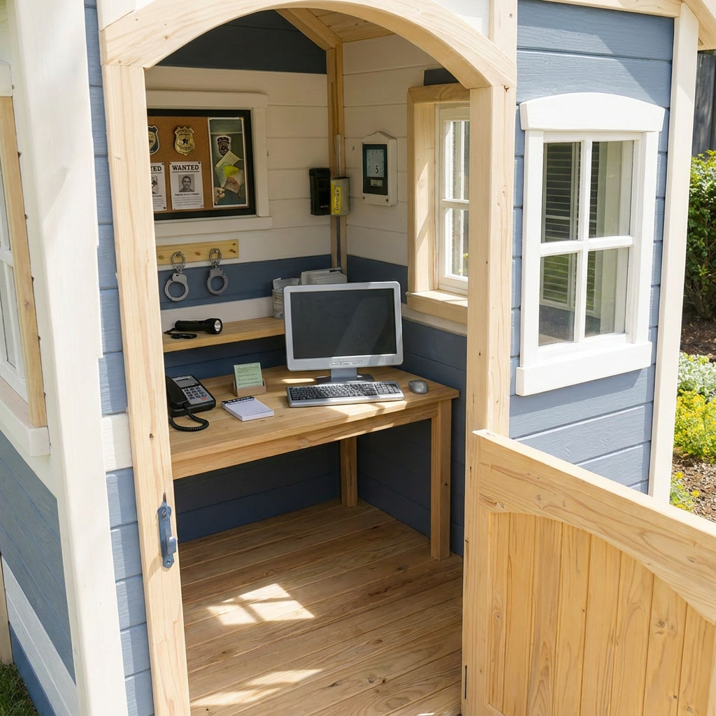 Police Station Outdoor Playhouse for Kids