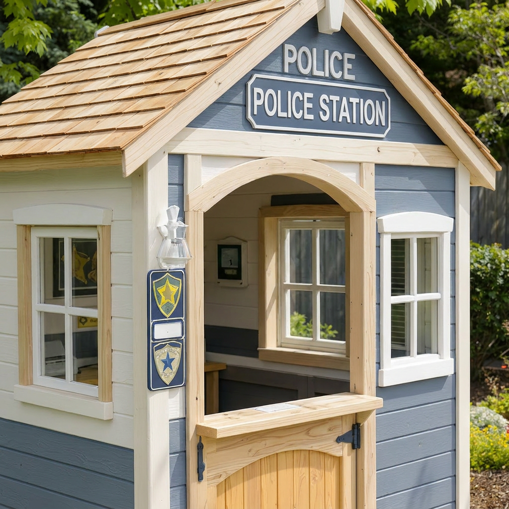 Police Station Outdoor Playhouse for Kids