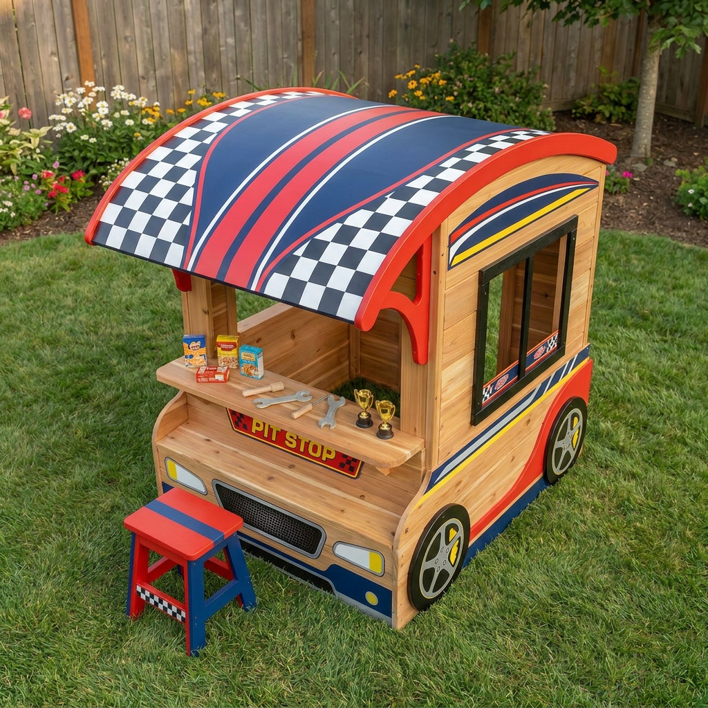 Racing Pit Stop Outdoor Playhouse for Kids