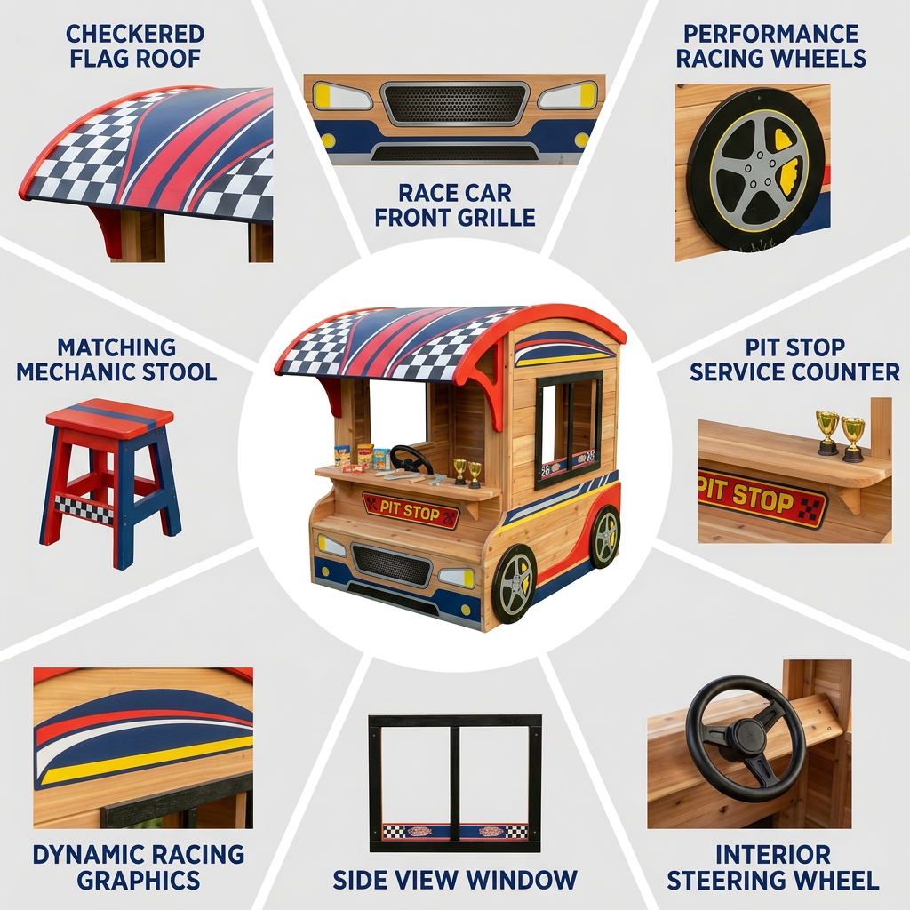 Racing Pit Stop Outdoor Playhouse for Kids