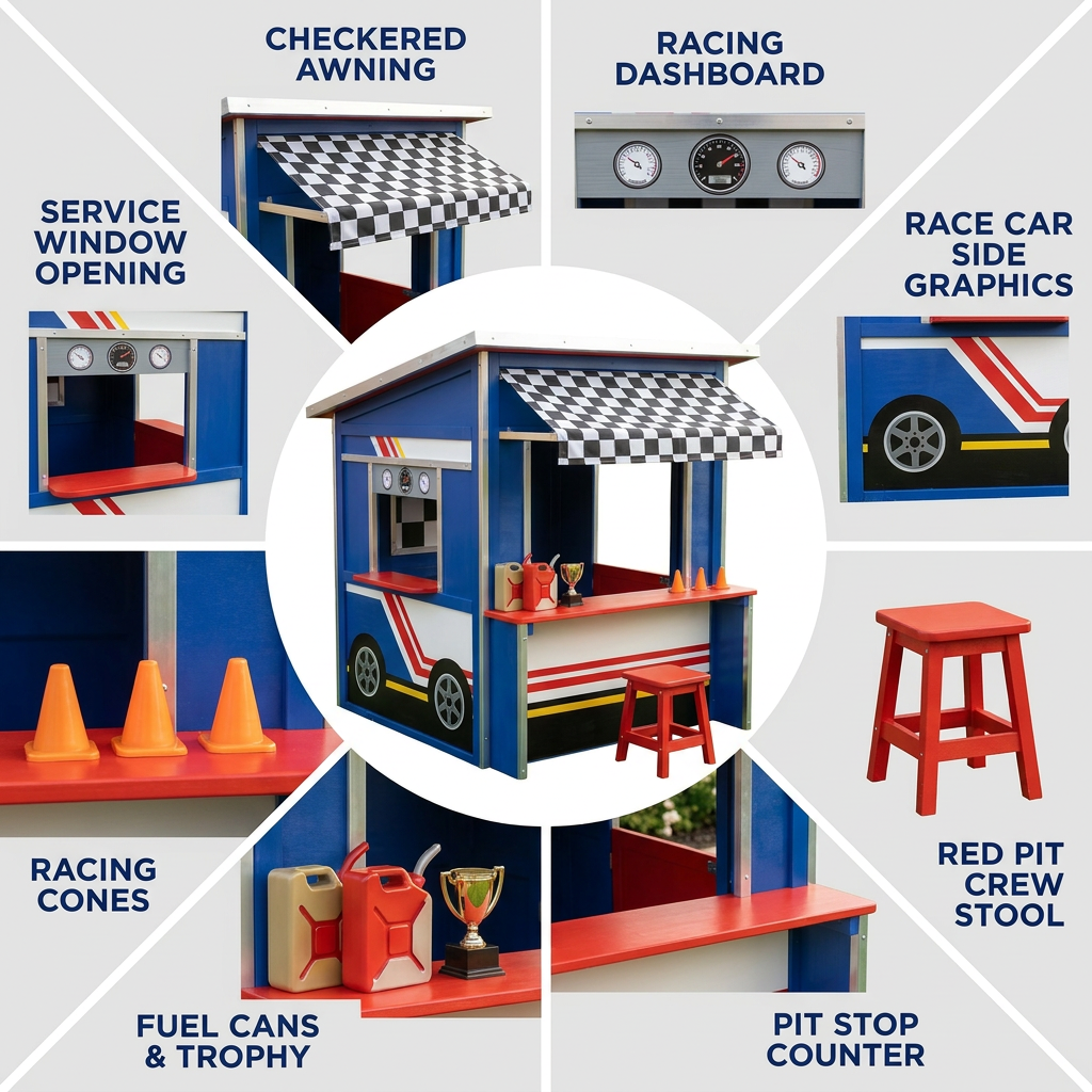Racing Garage Garden Playhouse for Kids