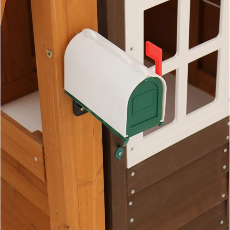 Wooden Outdoor Swing Set with Swings and Wave Slide