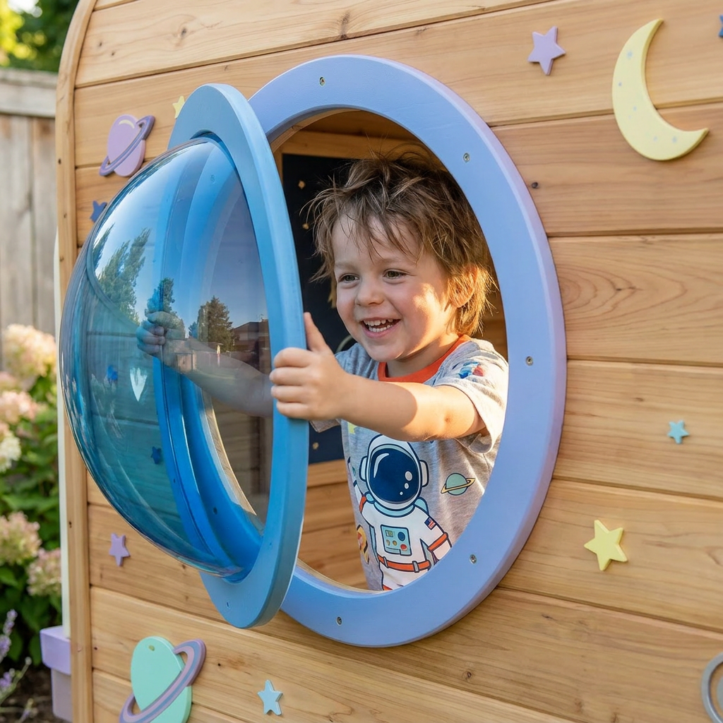 Space-Themed Snack Stand Playhouse for Kids