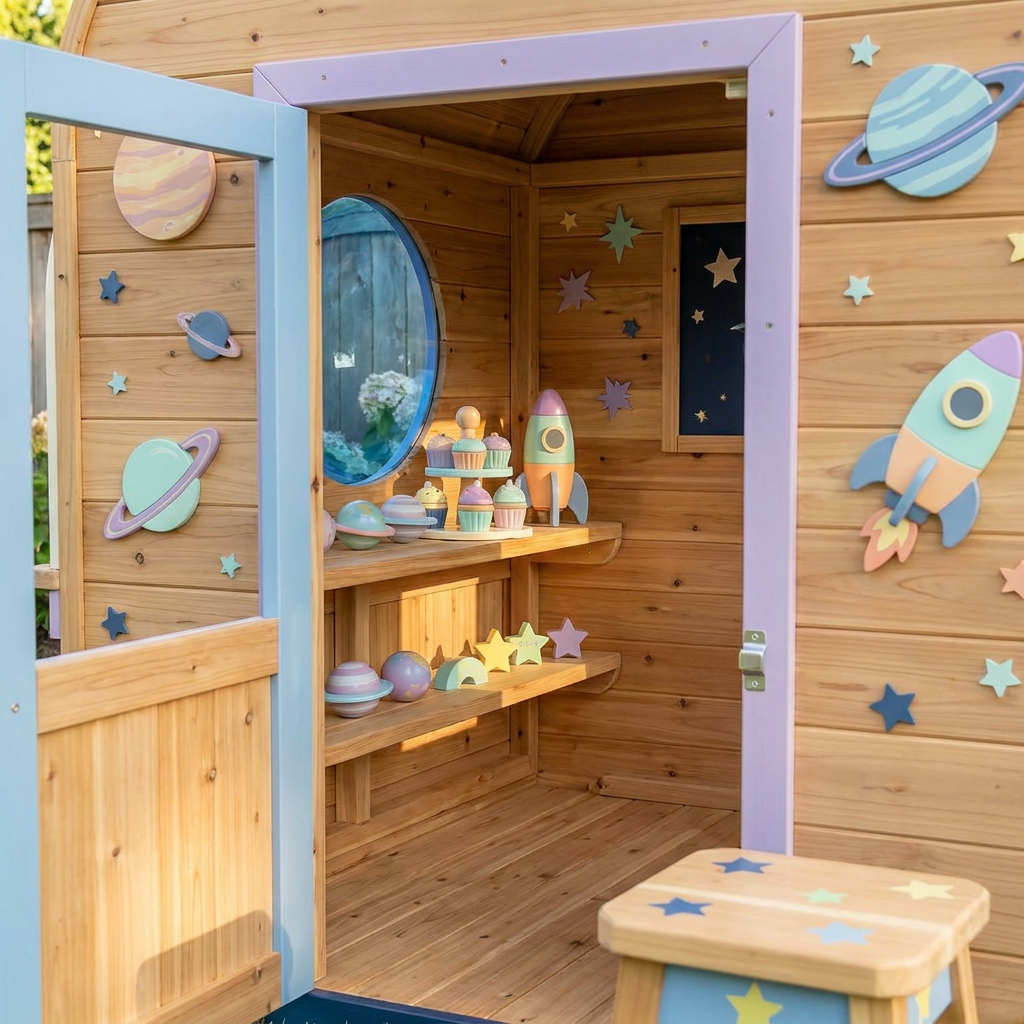 Space-Themed Snack Stand Playhouse for Kids