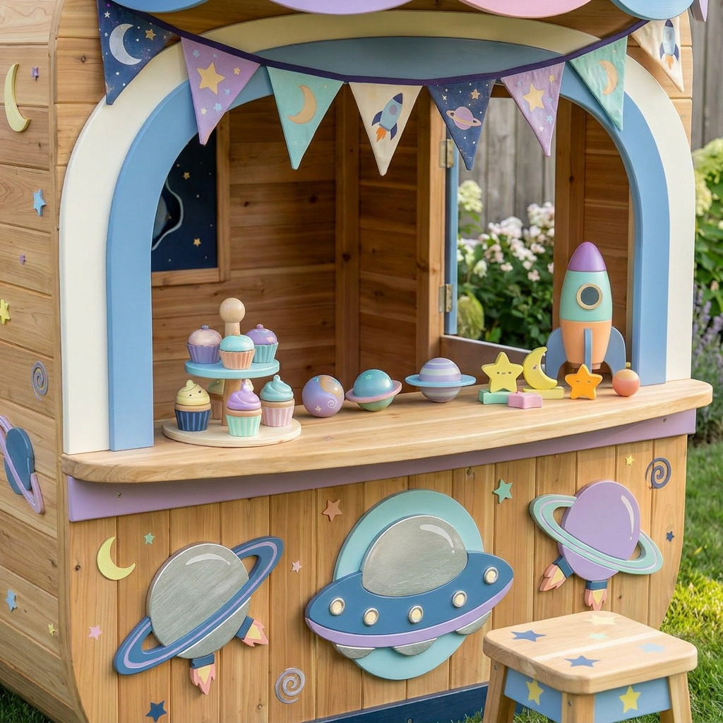 Space-Themed Snack Stand Playhouse for Kids