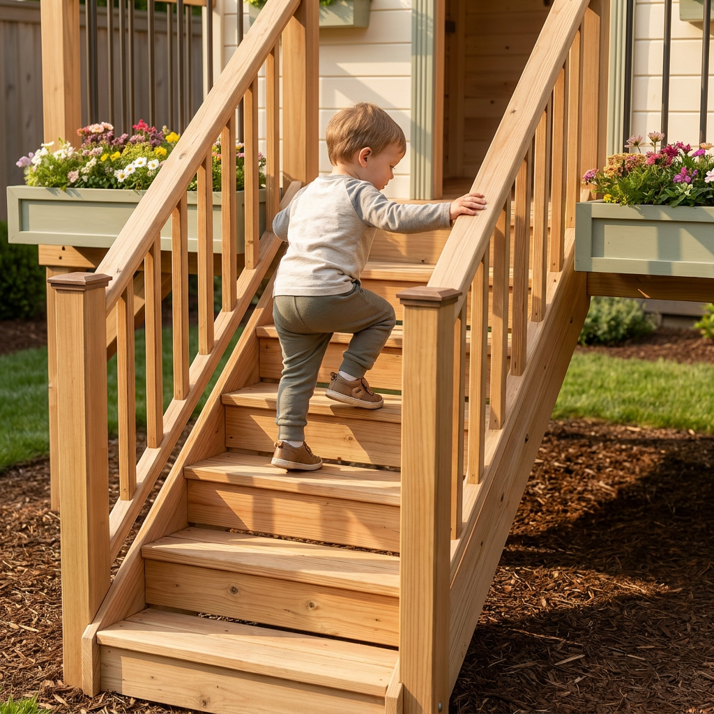 Garden Castle Playhouse with Slide and Raised Deck