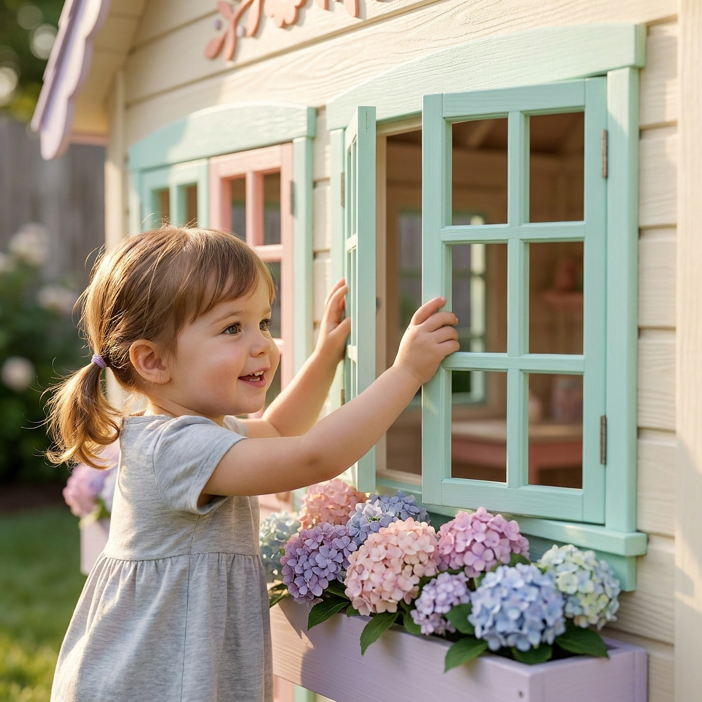 Floral Cottage Garden Playhouse with Porch